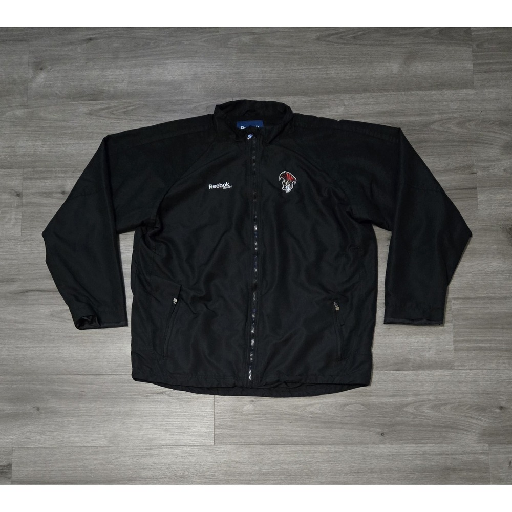Binghamton Senators Full Zip Windbreaker‎ Jacket Size XL Black Reebok Hockey